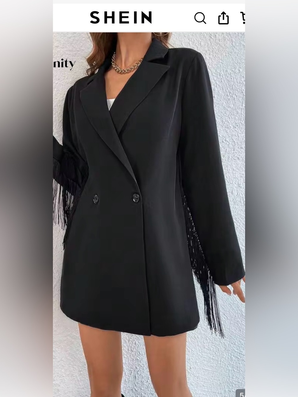 Nasty Gal Black Dress blazer with Fringe Sleeves